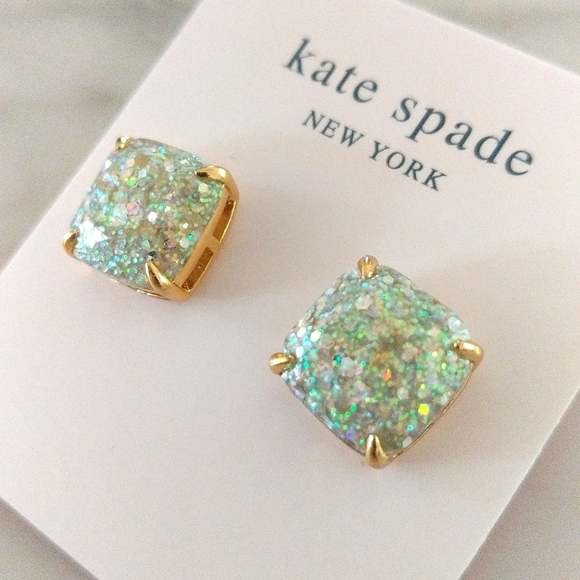 NWT Kate Spade Small Square Glitter Studs Earrings - Picture 7 of 11